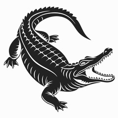 Crocodile vector silhouette black design white background