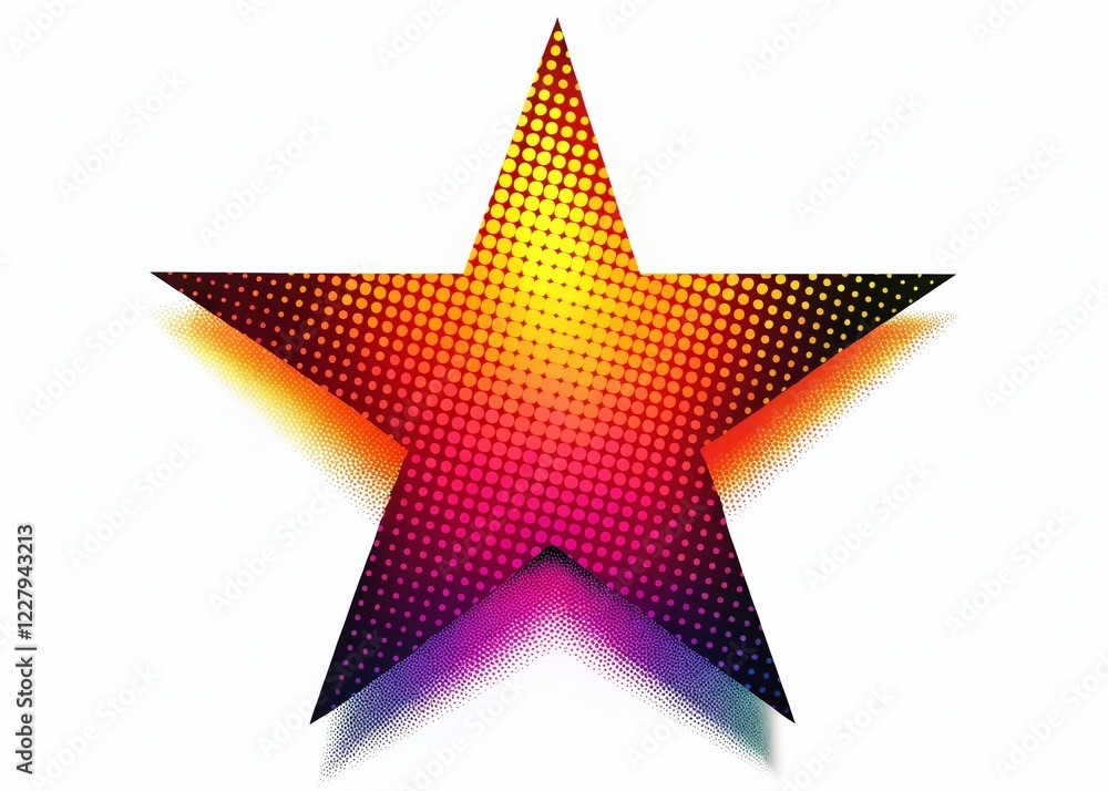 Poster halftone five-pointed star silhouette - isolated on transparent background for design projects