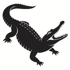 Crocodile vector silhouette black design white background