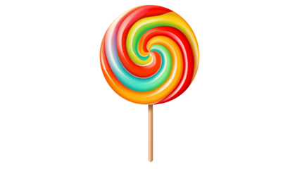 Delicious Rainbow Swirl Lollipop on Stick Candy Sweet Treat Dessert Colorful