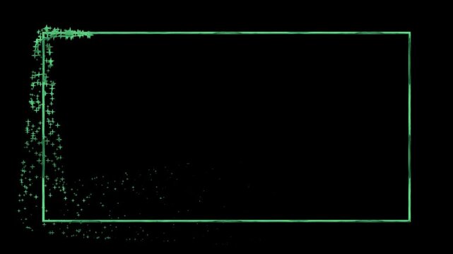 Green stars in a green rectangle Perfect for awards, certificates, or backgrounds for celebratory designs. 4k alpha channel
