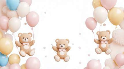 Wallpaper featuring a bear with balloons transparent background png