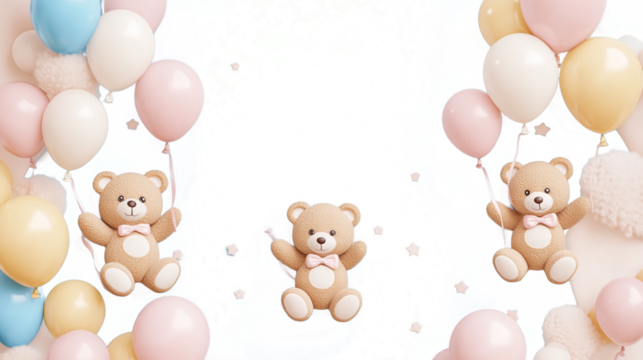 Wallpaper featuring a bear with balloons transparent background png