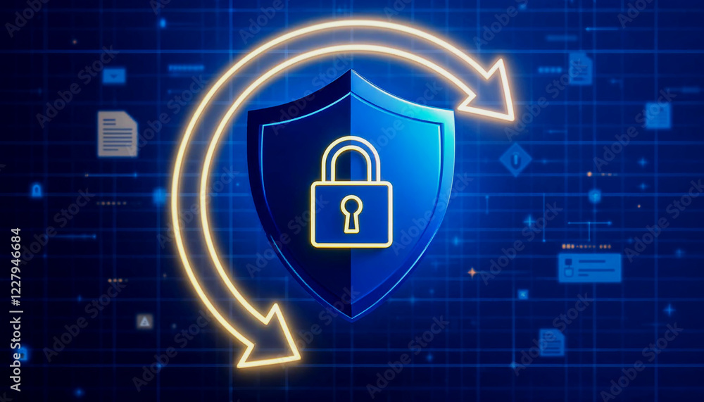 Aufkleber secure digital shield with data flow