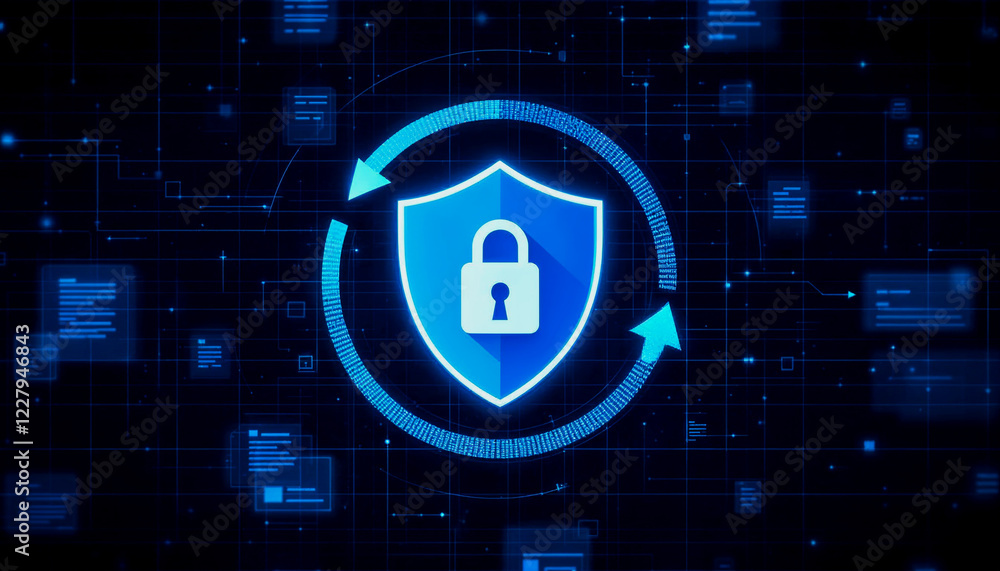 Aufkleber secure digital shield with data flow