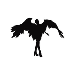 female vector silhouettes with wings. logo design 