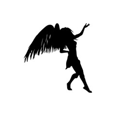female vector silhouettes with wings. logo design 