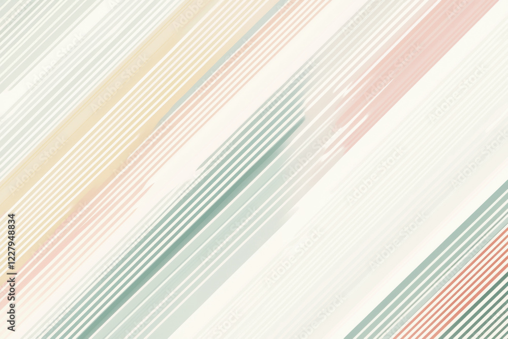 Poster minimalist pattern of parallel diagonal lines in soft pastel tones on a white background for a calmi