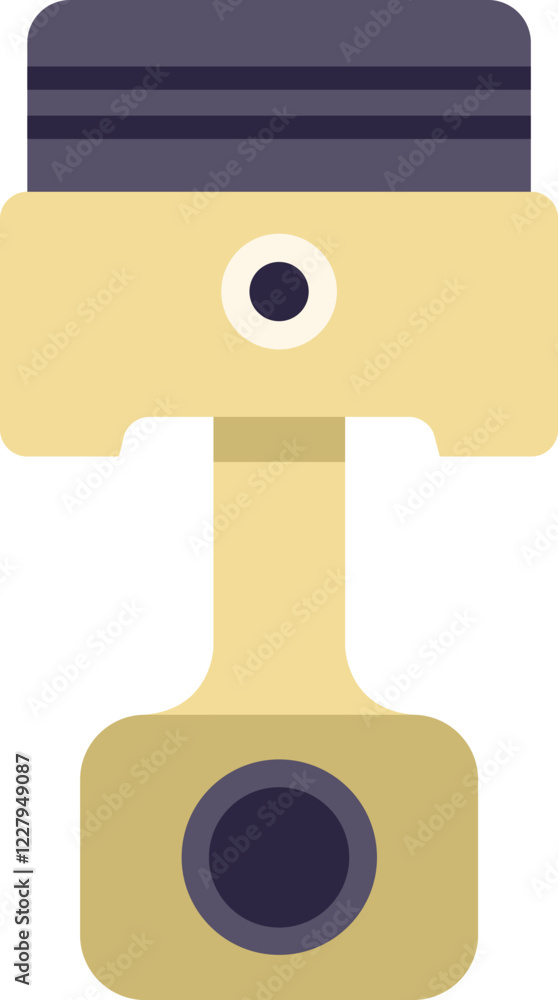 Poster engine piston with connecting rod in flat style illustrating compression stroke