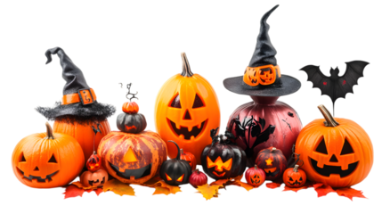 Halloween items isolated on white background