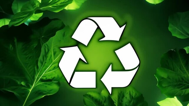 Green earth cover with Recycle symbol on green grass field on natural background. Waste and pollution elimination, clean and renewable energy concept, green world, eco friendly, environment day. Ecolo