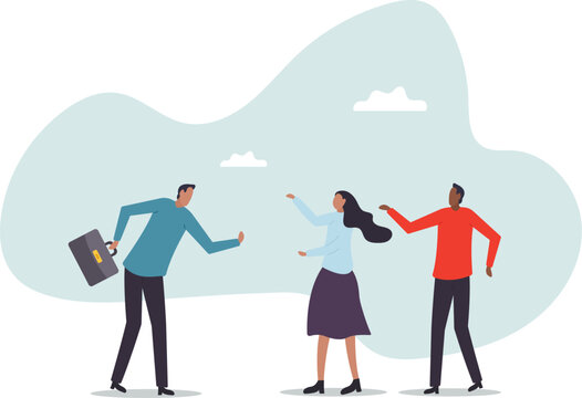 Assertive communication for leadership, behavior to compromise to solve problem without aggressive or passive acceptance.business concept.flat character.