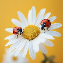Obraz premium Ladybugs on Flower