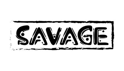 Hand drawn flat design savage logo template vector illustration.
