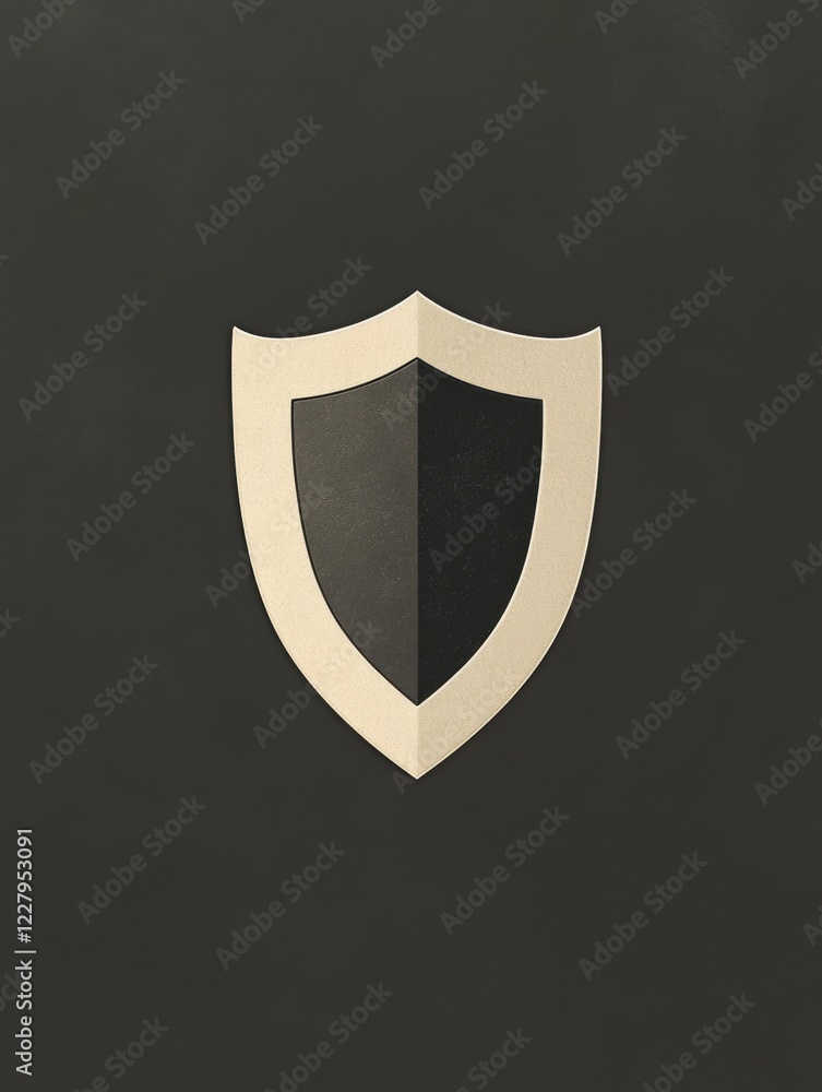 Fototapete modern shield design symbolizing protection and security on a dark background in a minimalist style.