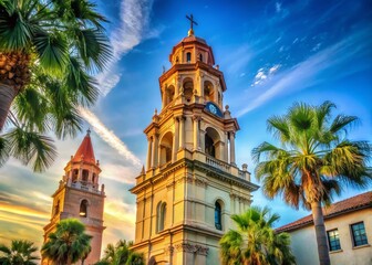 Historic Bell Tower, Saint Augustine Cathedral, Florida - Oldest Church in USA