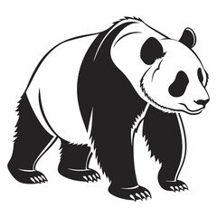 Panda vector silhouette black design white background