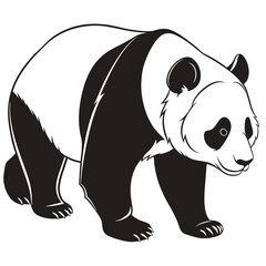 Panda vector silhouette black design white background