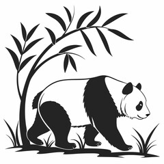 Panda vector silhouette black design white background