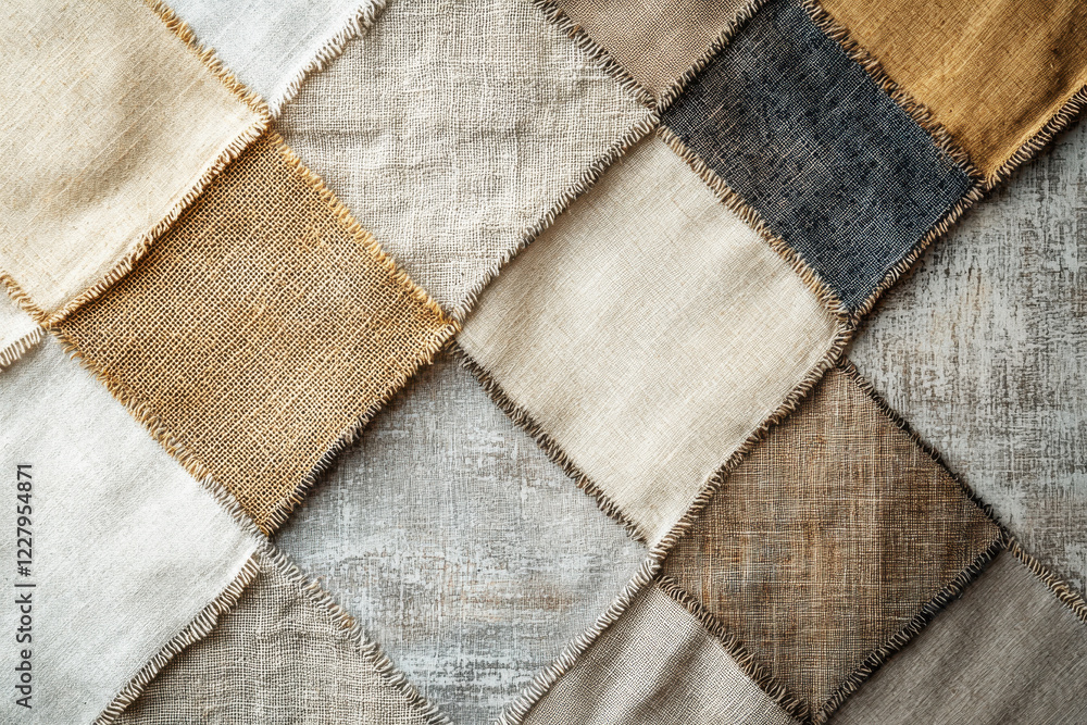 Poster natural fabric textures create a serene and earthy repeating pattern on a neutral background for cre