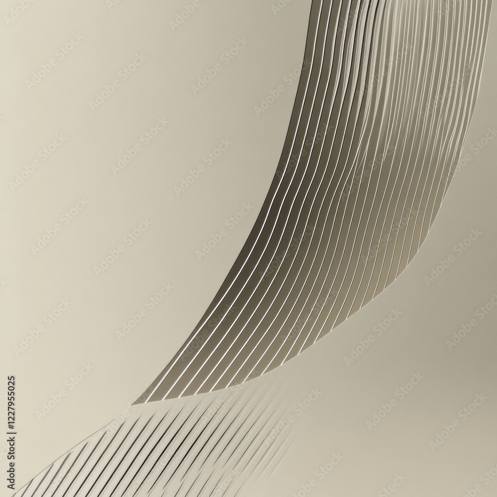 Poster Smooth, flowing lines create an elegant abstract design on a neutral backdrop in modern interior decor. Generative AI