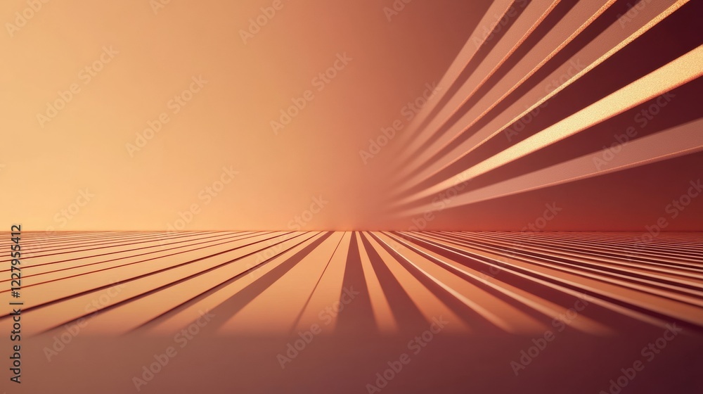 Fototapete striking sunset colors create abstract lines and shadows on a flat surface in a serene environment. 