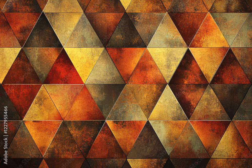 Poster Repeating pattern of abstract triangular shapes in earthy tones for warm and textured design inspiration