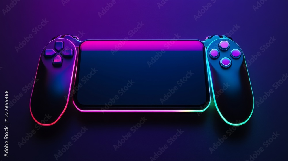 Poster live and offline banner set stream template design. game broadcast media overlay with neon light fra