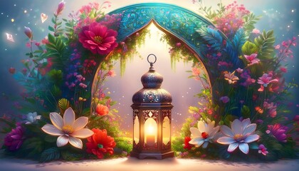 Obraz premium Elegant Ramadan Kareem Collection: Crescent Moons, Lanterns, and Islamic Calligraphy
