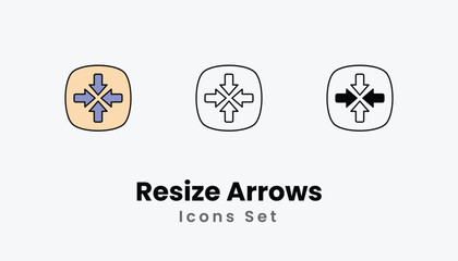 Resize Arrows Icons thin line and glyph vector icon stock illustration