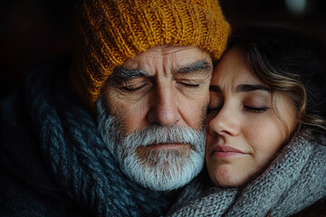 Generative AI close-up of a loving couple comforting and supporting each other during an emotional moment