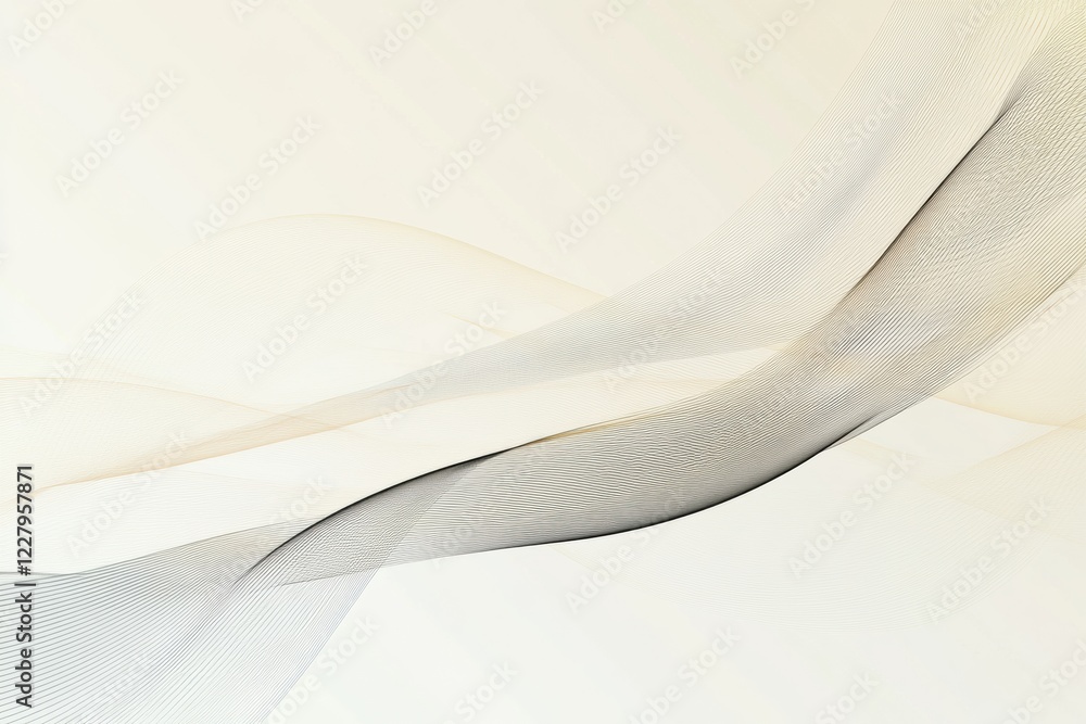 Aufkleber Soft flowing lines create a calming abstract pattern against a light background. Generative AI