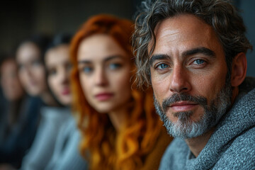 Obraz premium Generative AI portrait of supportive people in warm atmosphere, psychotherapy meeting club