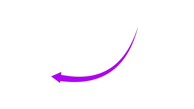 Business graph chart with down trend  arrow red color animation on black background.