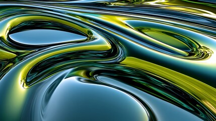 Abstract Green And Blue Liquid Swirls Design