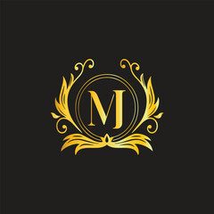 Royal Golden Logo Design Letter MJ