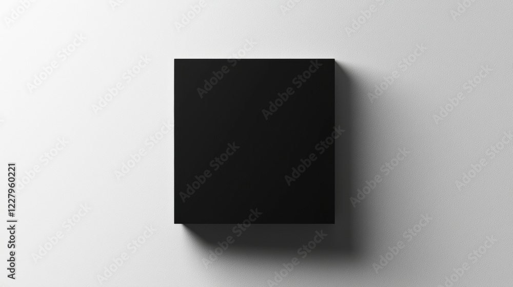 Fototapete Minimalist black cube casting shadows on a white wall, emphasizing geometric design and simplicity in modern art. Generative AI