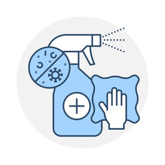 Disinfection icon. Spray Bottle and Gloves Representing Sanitization and Germ-Free Spaces