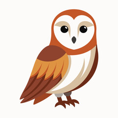 Barn Owl (Tyto alba) Vector Illustration ? Cartoon, Clipart & Line Art Design.eps