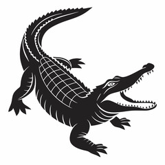 Crocodile vector silhouette black design white background
