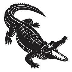Crocodile vector silhouette black design white background