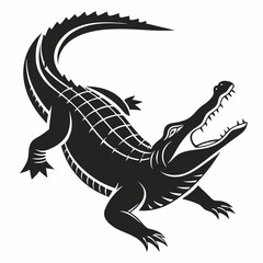 Crocodile vector silhouette black design white background