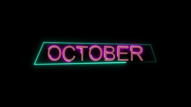 desember animation. october neon text black background animation. 4k video