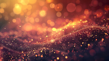 Obraz premium Abstract background with glowing particles and soft waves in warm colors.