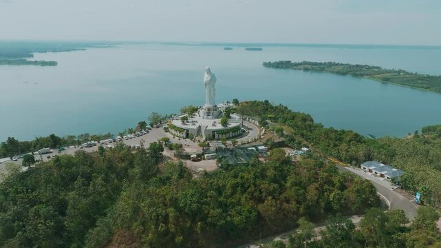 4K Aerial view of Our Lady of Nui Cui, A Pilgrimage in Dong Nai, Vietnam