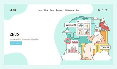 Olympic Gods Synergy AI. Flat Vector Illustration