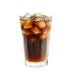 Iced coffee drink glass isolated on transparent background