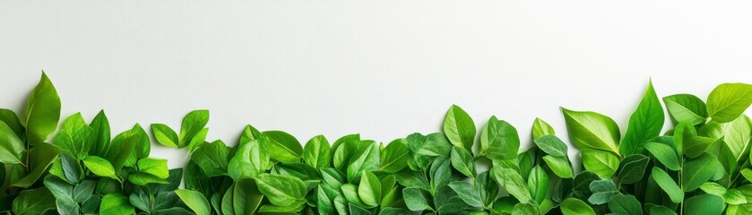 A vibrant display of lush green leaves against a clean background, evoking freshness and natural beauty.