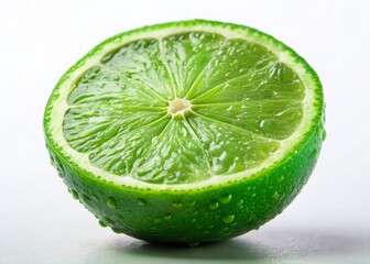 Juicy Green Lime Slice Isolated on White Background - Perfect for Refreshing Summer Recipes