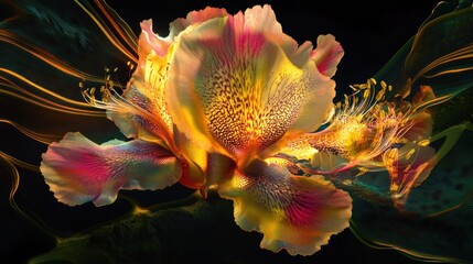 Vivid Golden Flower with Abstract Background Design